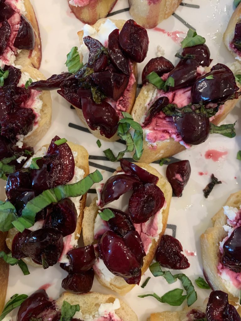 Balsamic Cherry & Goat Cheese Crostini